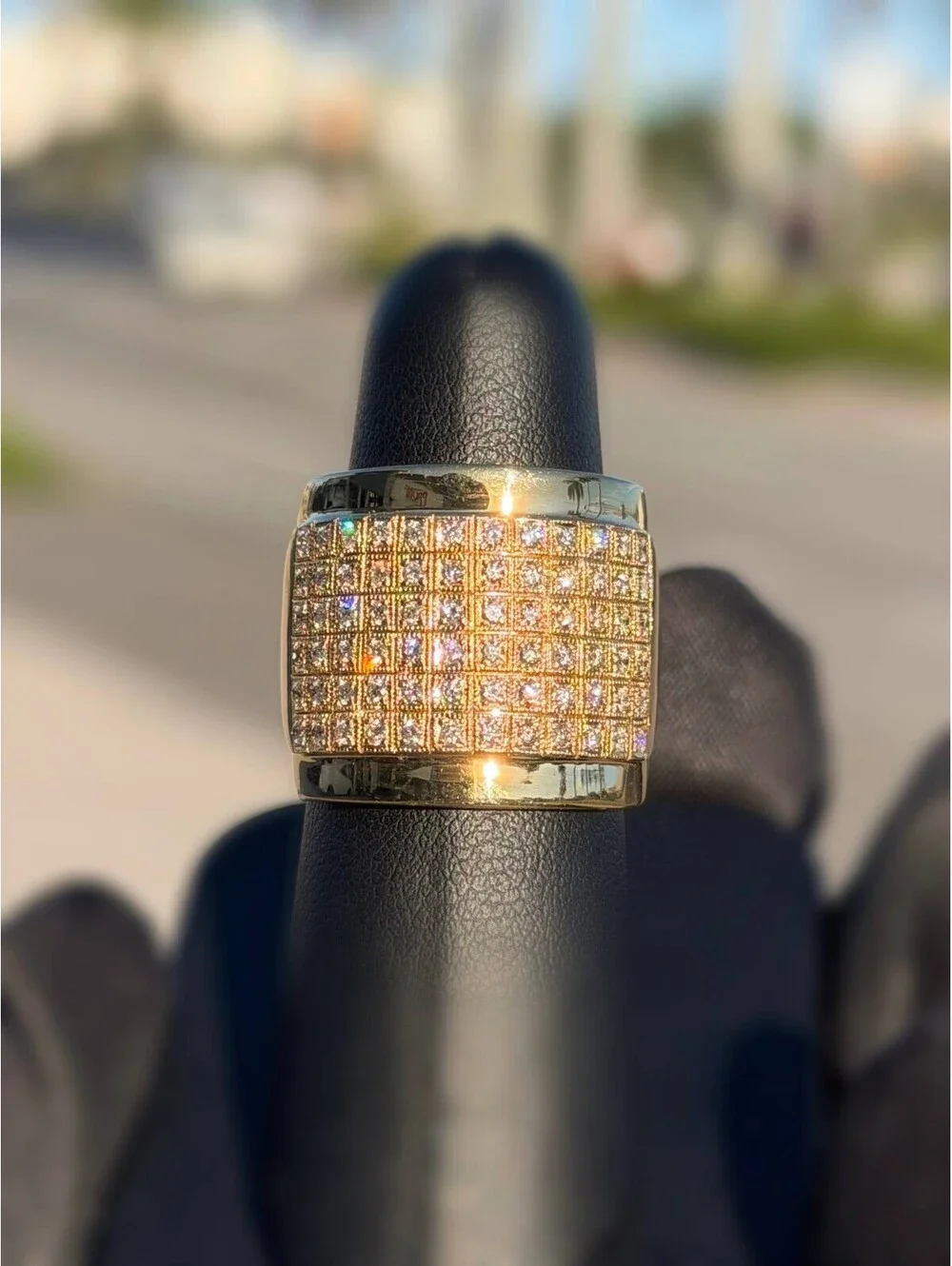 18k Solid Yellow Gold 1.1CTW Natural Diamond Wide Band Cluster Ring Sz 7.5